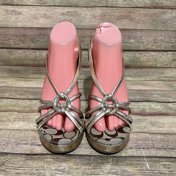 Coach Joslin Gold Wedge Sandals - Picture 5 of 8